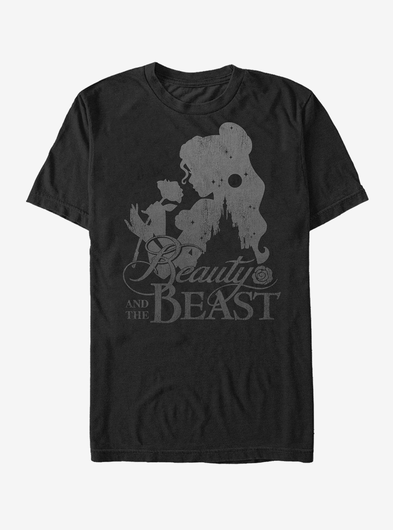 Disney Beauty And The Beast Belle And Castle Silhouette T-Shirt | Trending Graphic Tee For Fans