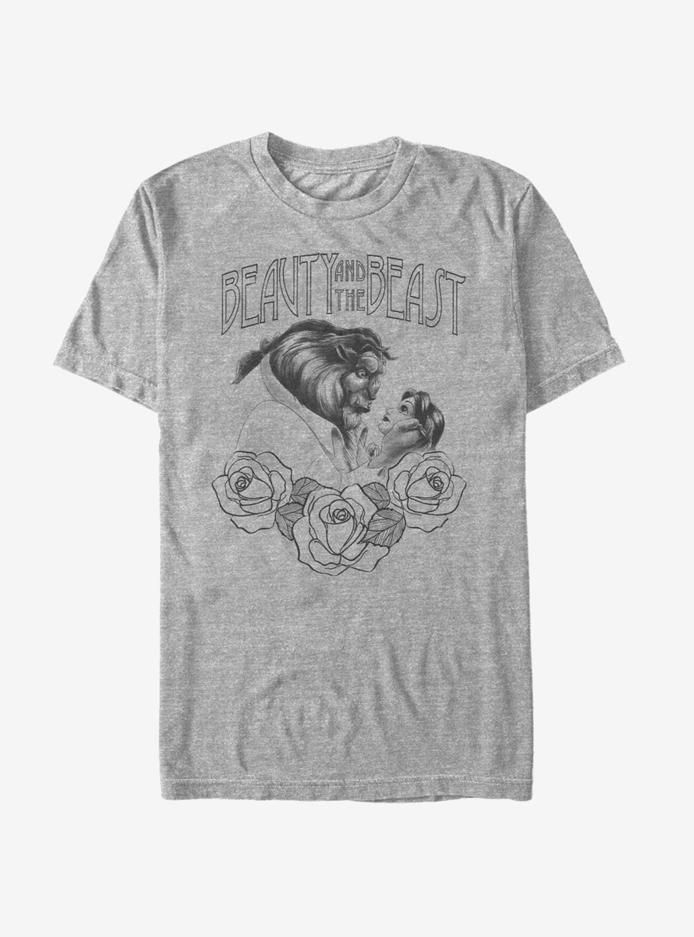 Disney Beauty And The Beast Sketched Grey-scale T-Shirt | Trending Graphic Tee For Fans