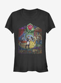Disney Beauty And The Beast Stained Glass Girls T-Shirt | Trending Graphic Tee For Fans