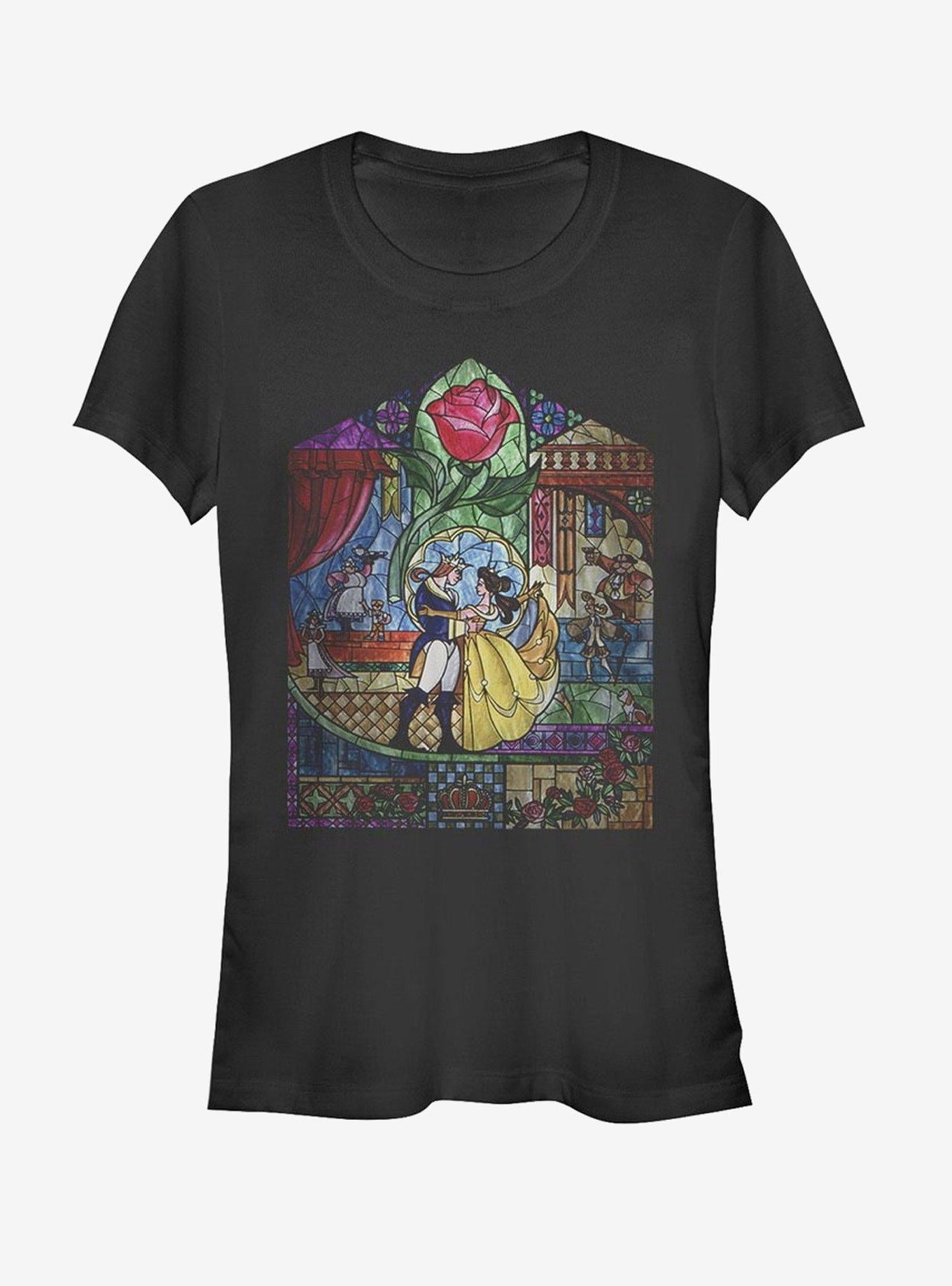 Disney Beauty And The Beast Stained Glass Girls T-Shirt | Trending Graphic Tee For Fans
