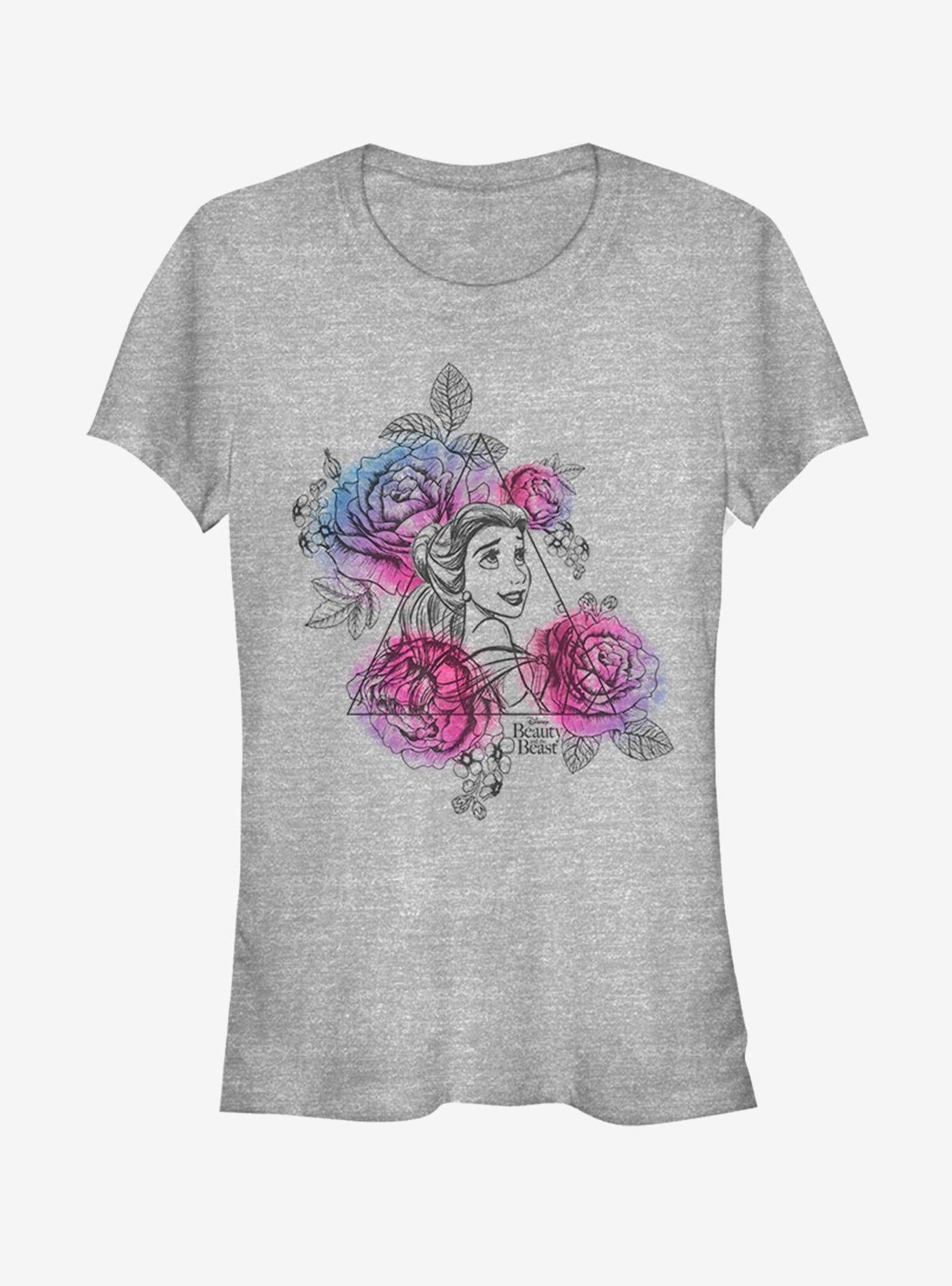 Disney Beauty And The Beast Belle Roses Triangle Girls T-Shirt | Trending Graphic Tee For Fans