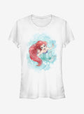 Disney Ariel Watercolor Print Girls T-Shirt | Trending Graphic Tee For Fans