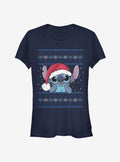 Disney Lilo & Stitch Christmas Santa Stitch Girls T-Shirt | Trending Graphic Tee For Fans