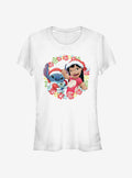 Disney Lilo & Stitch Christmas Hawaiian Floral Wreath Girls T-Shirt | Trending Graphic Tee For Fans