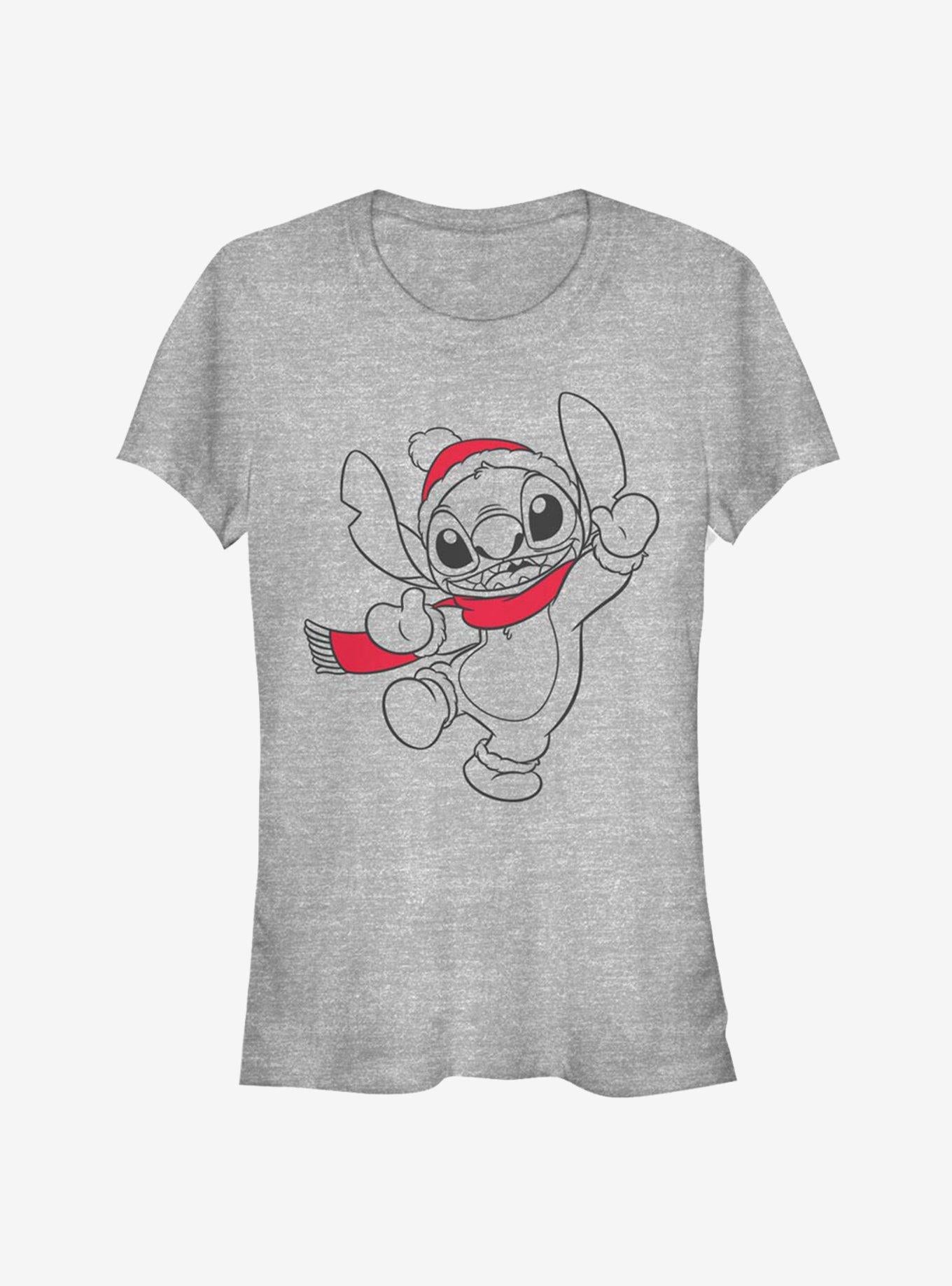 Disney Lilo & Stitch Christmas Stitch Outline Girls T-Shirt | Trending Graphic Tee For Fans