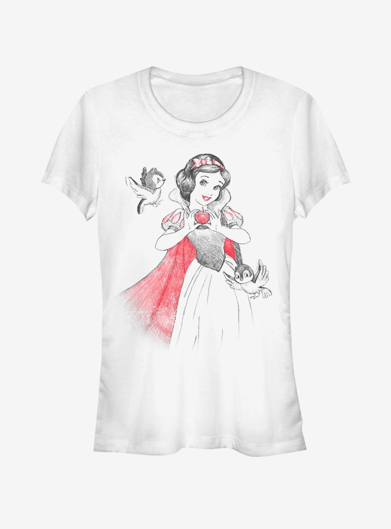 Disney Snow White Snow Sketch Vignette Girls T-Shirt | Trending Graphic Tee For Fans