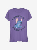 Disney Lilo & Stitch Don't Do Mornings Girls T-Shirt | Trending Graphic Tee For Fans