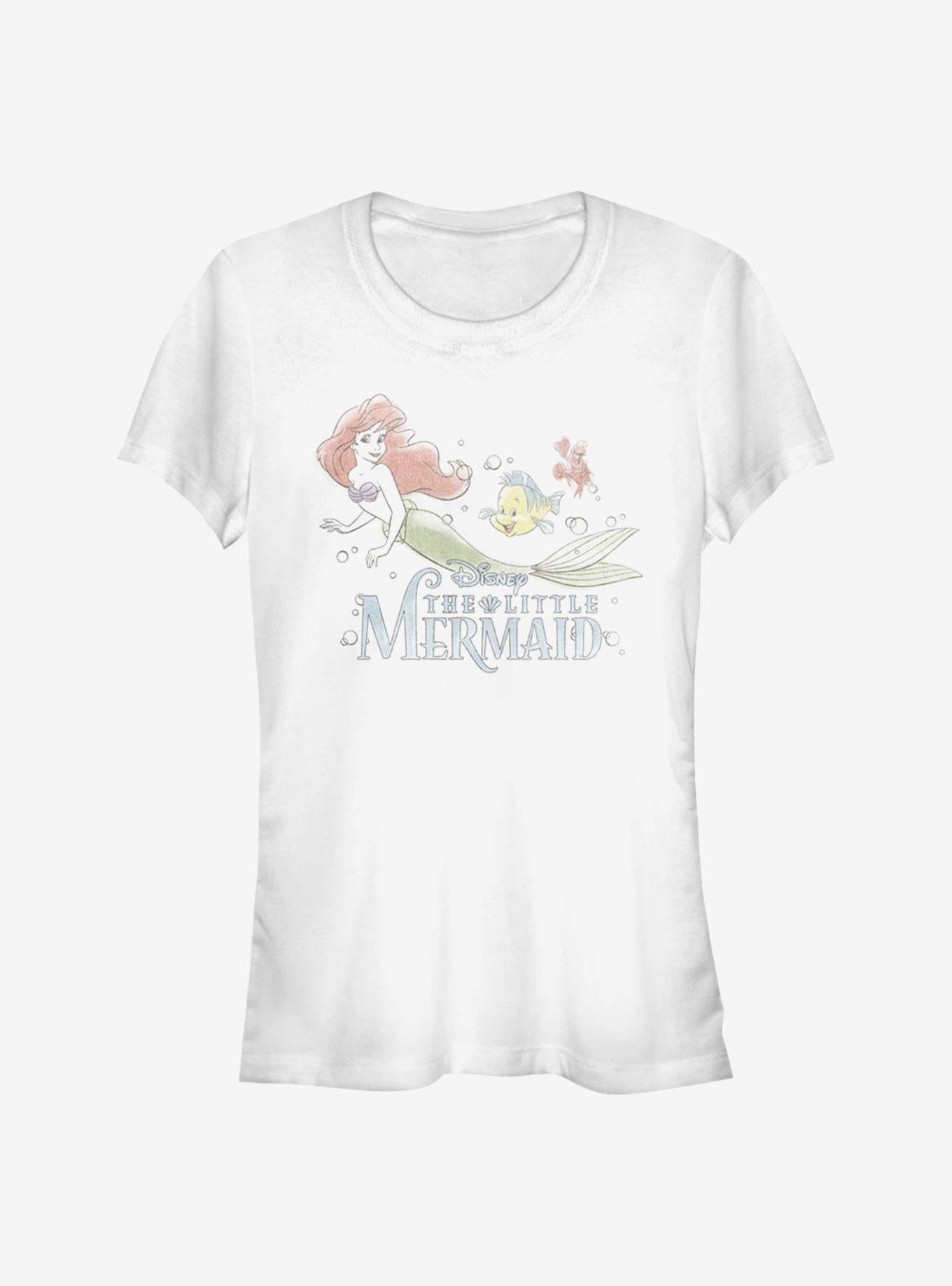 Disney The Little Mermaid Watercolor Fade Ariel Girls T-Shirt | Trending Graphic Tee For Fans