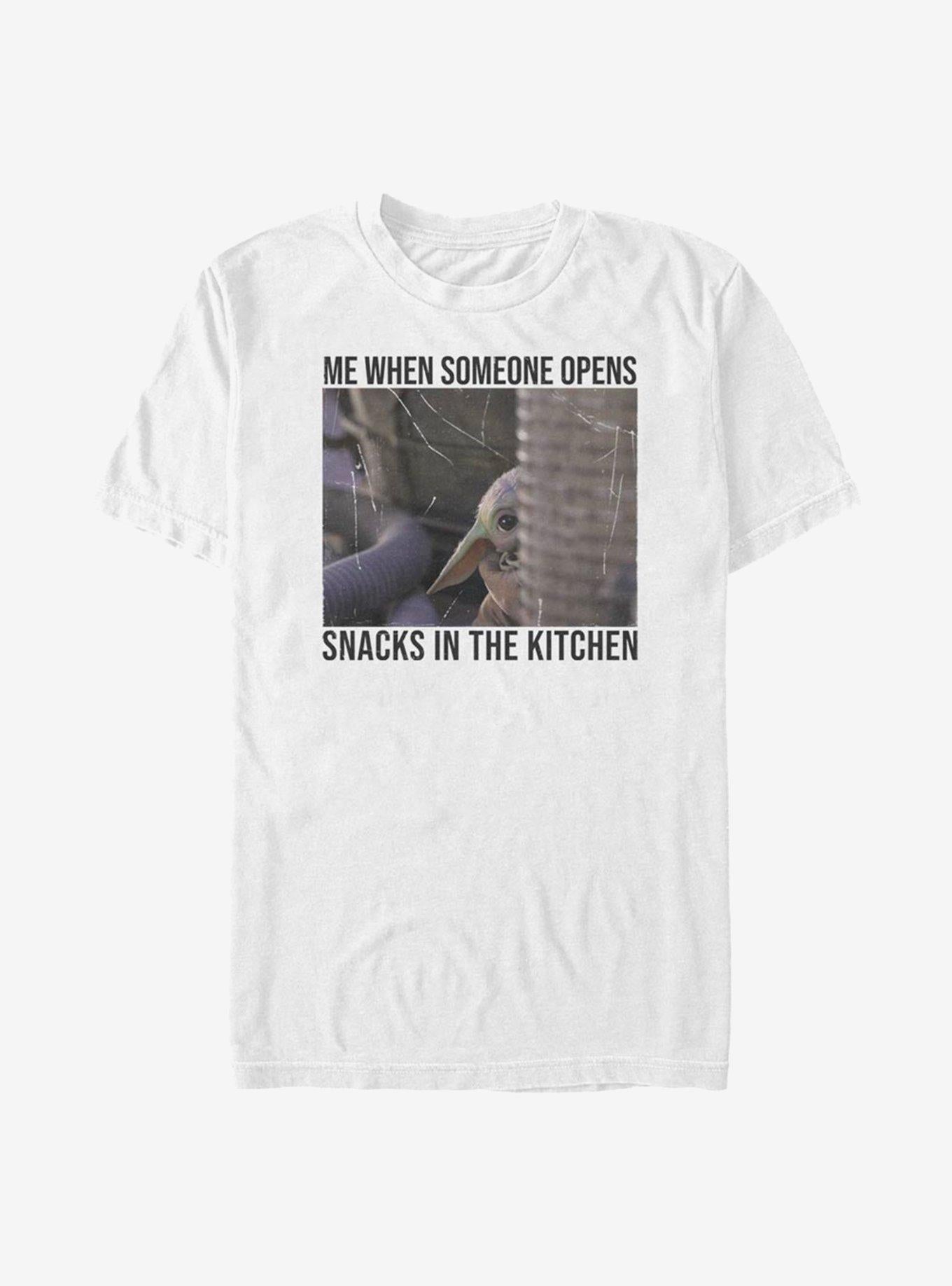 Star Wars The Mandalorian The Child Meme Hears Snacks T-Shirt | Trending Graphic Tee For Fans