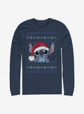 Disney Lilo & Stitch Holiday Stitch Wearing Santa Hat Long-Sleeve T-Shirt | Trending Graphic Tee For Fans