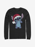 Disney Lilo & Stitch Wearing Santa Hat Long-Sleeve T-Shirt | Trending Graphic Tee For Fans