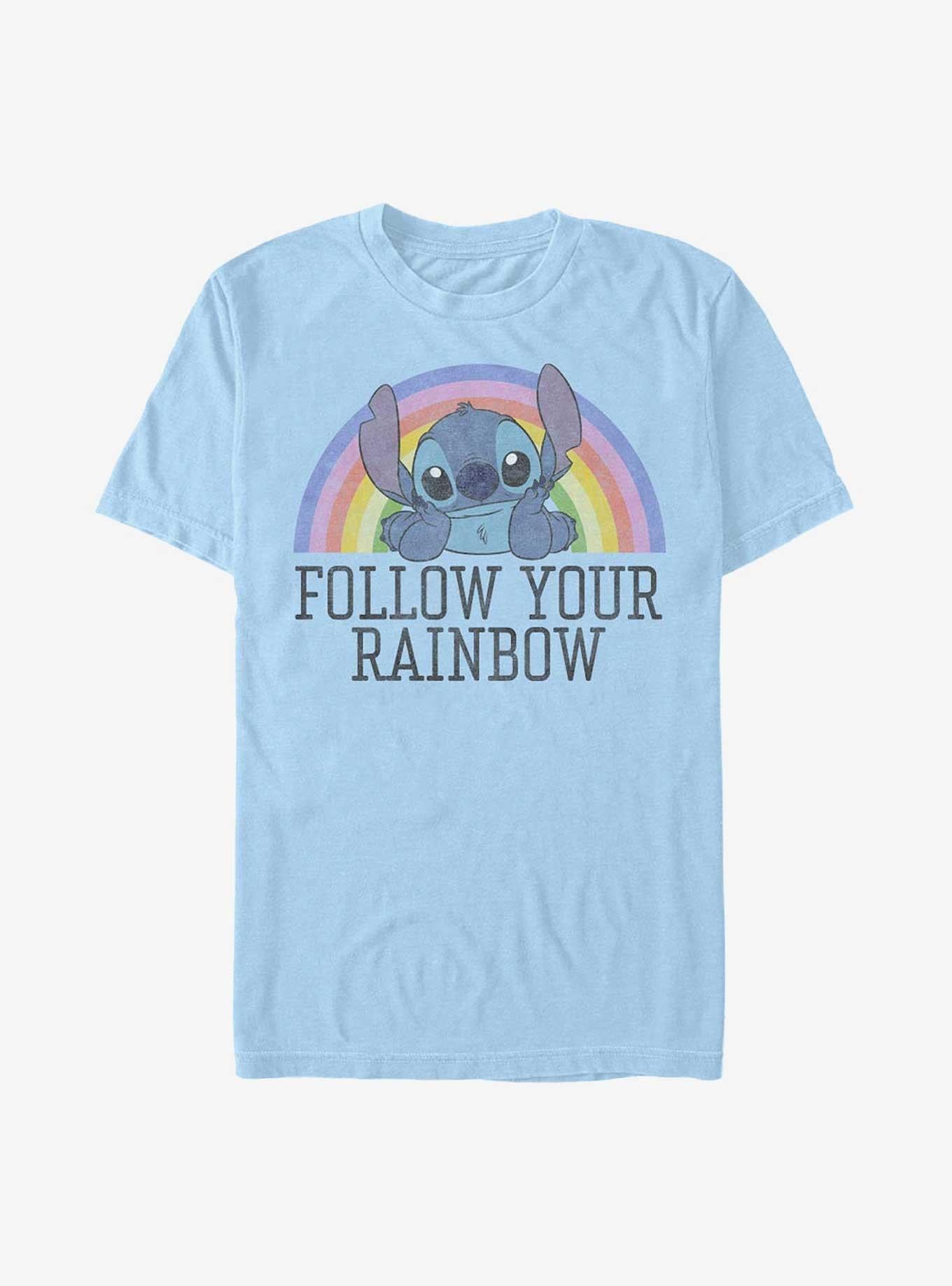 Disney Lilo & Stitch Follow Your Rainbow T-Shirt | Trending Graphic Tee For Fans