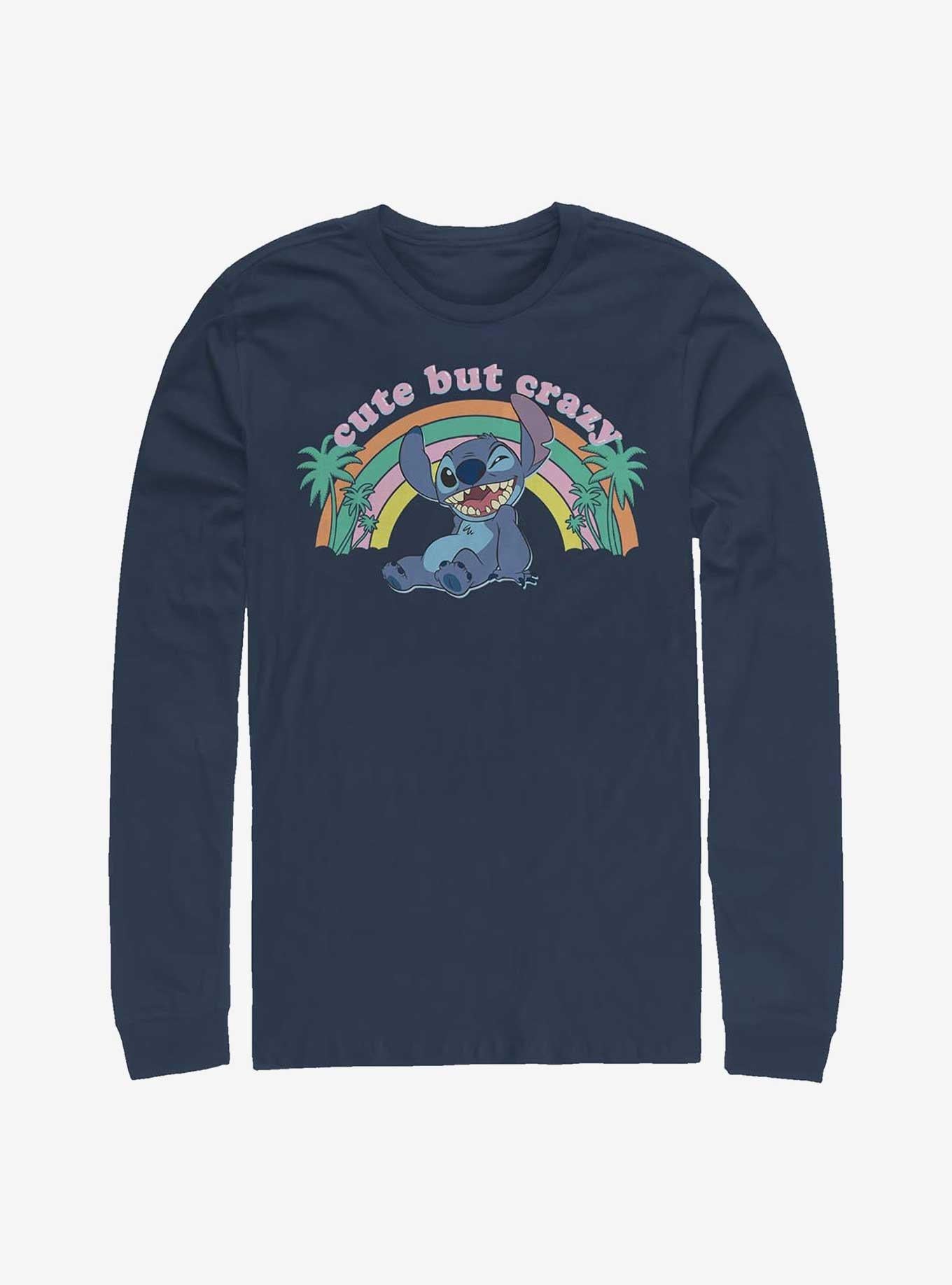 Disney Lilo & Stitch Cute But Crazy Long-Sleeve T-Shirt | Trending Graphic Tee For Fans