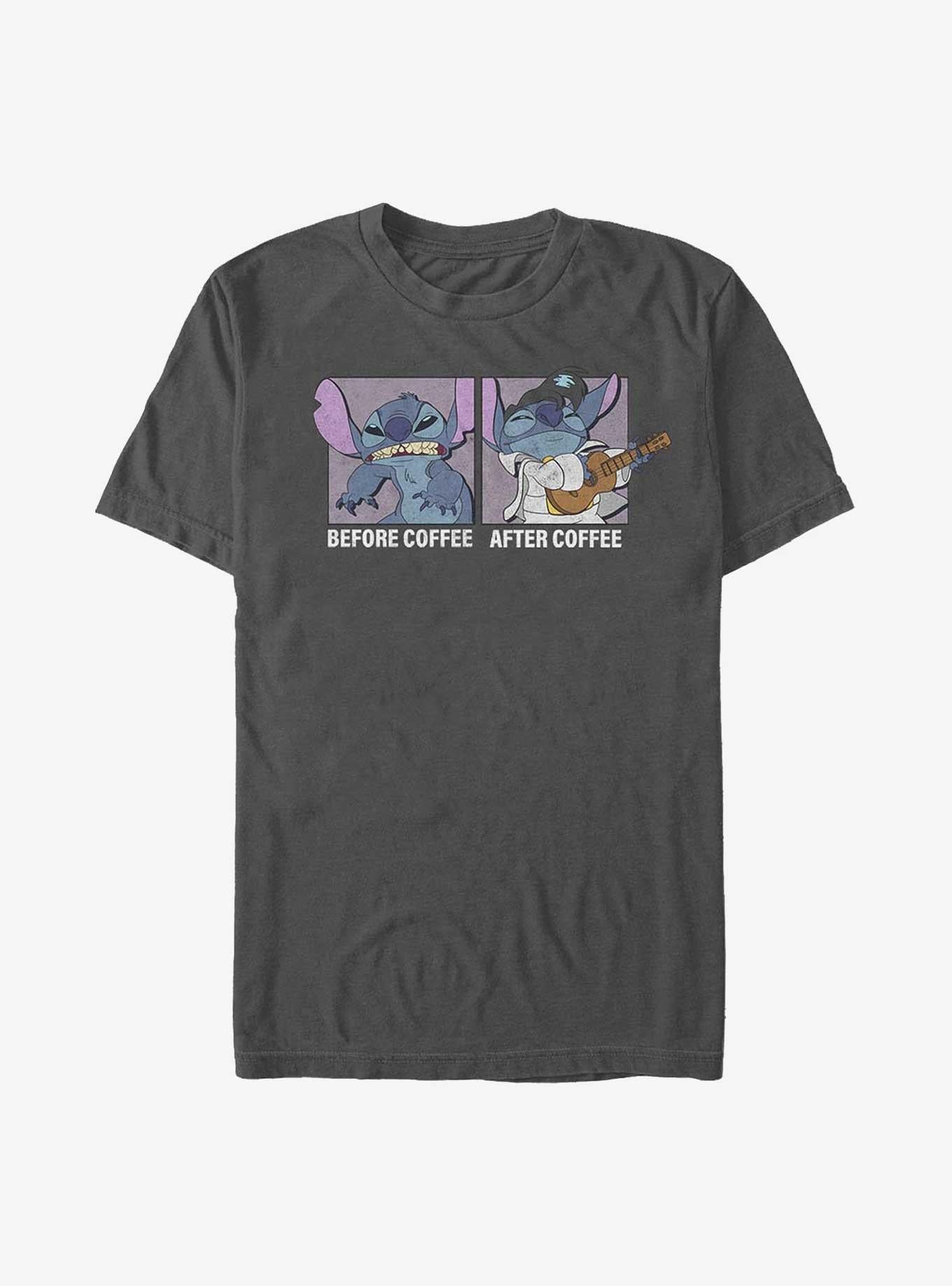 Disney Lilo & Stitch Before Coffee After Coffee T-Shirt | Trending Graphic Tee For Fans