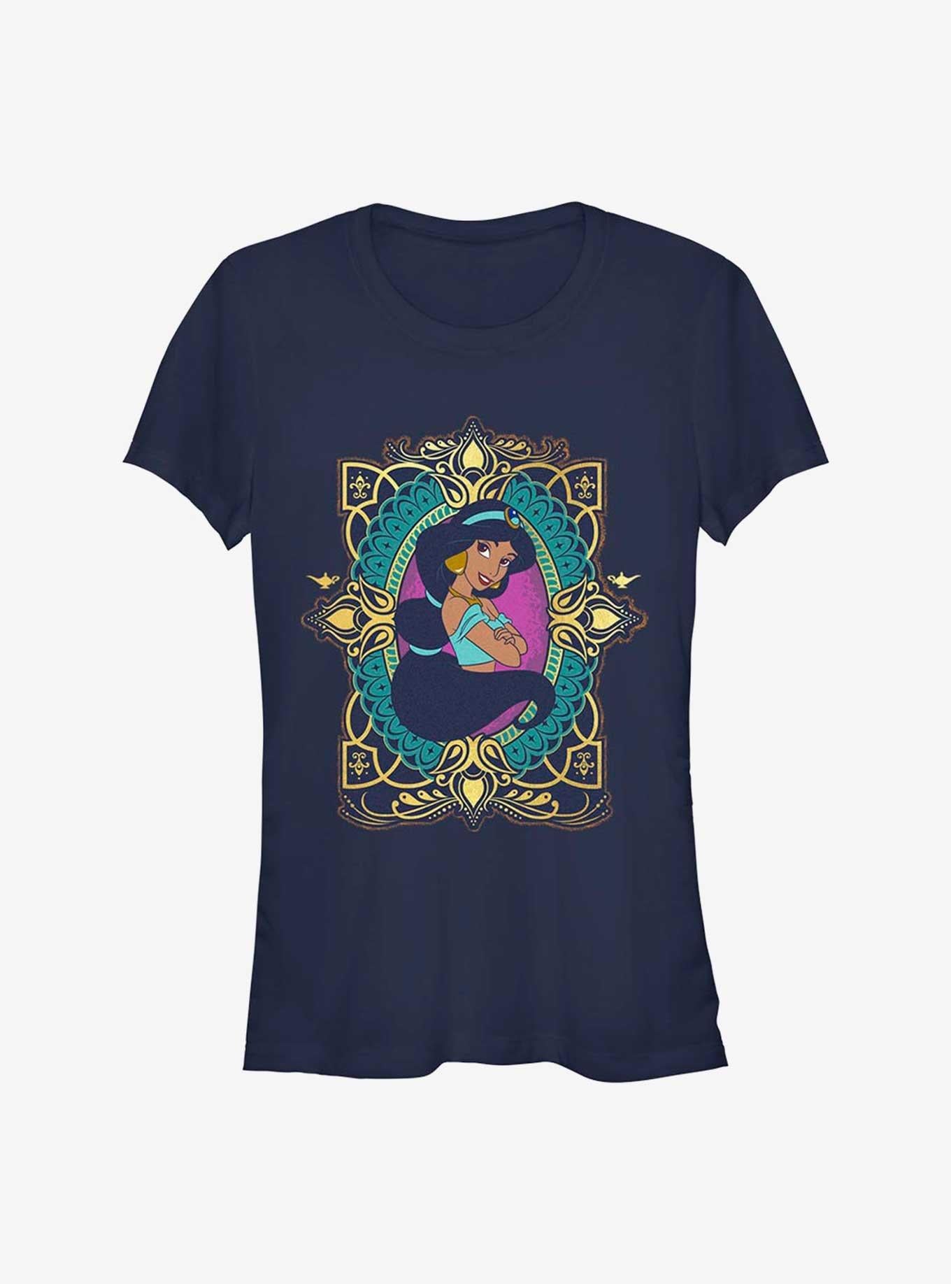 Disney Aladdin Jasmine Badge 30th Anniversary Girls T-Shirt | Trending Graphic Tee For Fans