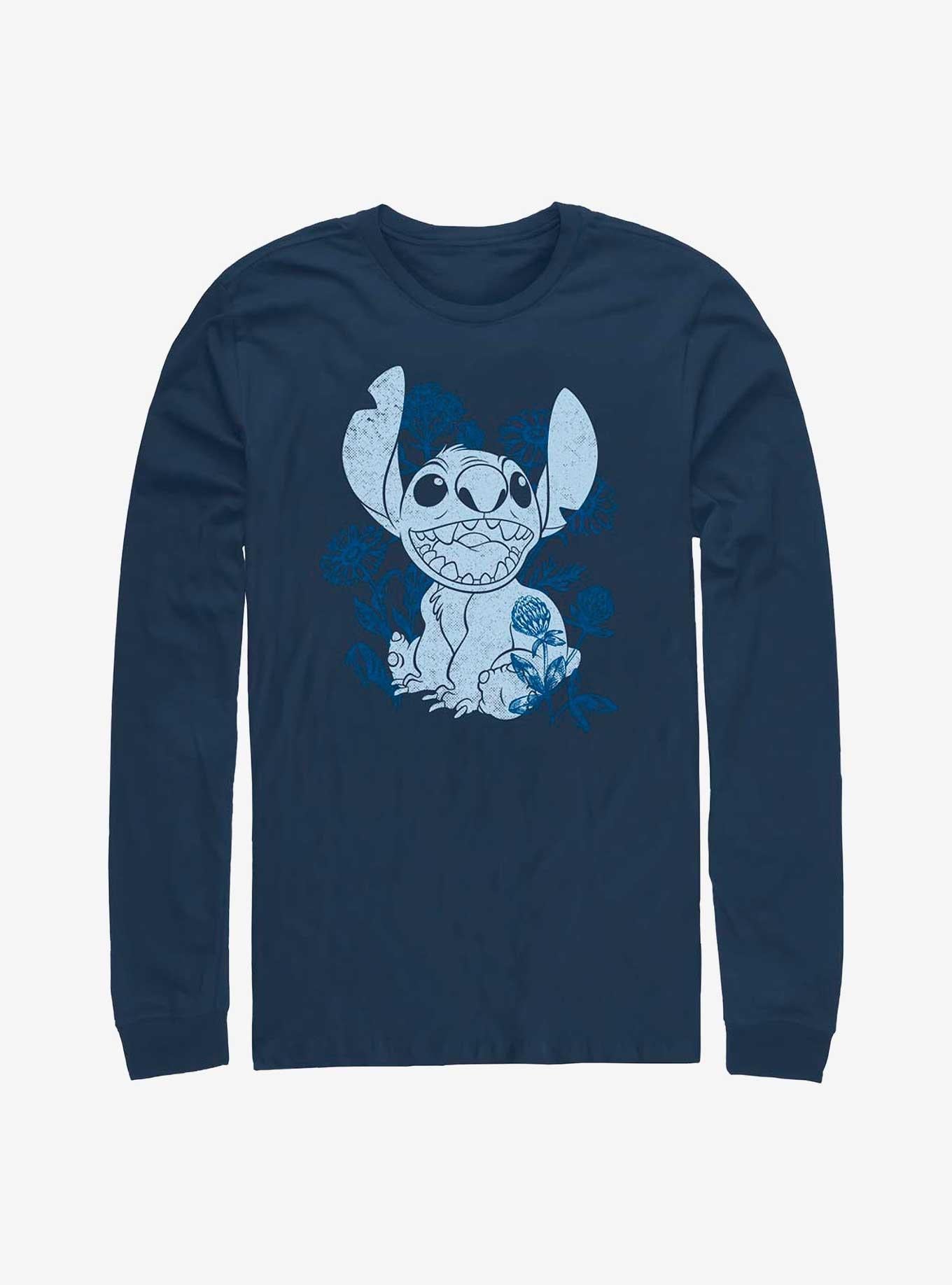 Disney Lilo & Stitch Floral Sketch Long-Sleeve T-Shirt | Trending Graphic Tee For Fans