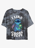 Disney Lilo & Stitch I Like Gross Stuff Tie-Dye Girls Crop T-Shirt | Trending Graphic Tee For Fans