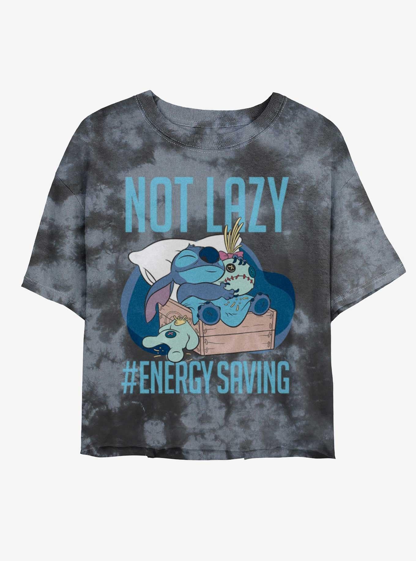 Disney Lilo & Stitch Lazy Energy Tie-Dye Girls Crop T-Shirt | Trending Graphic Tee For Fans