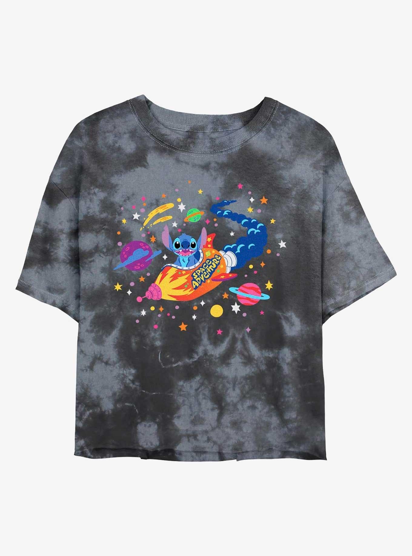Disney Lilo & Stitch Rocket Space Adventure Tie-Dye Girls Crop T-Shirt | Trending Graphic Tee For Fans