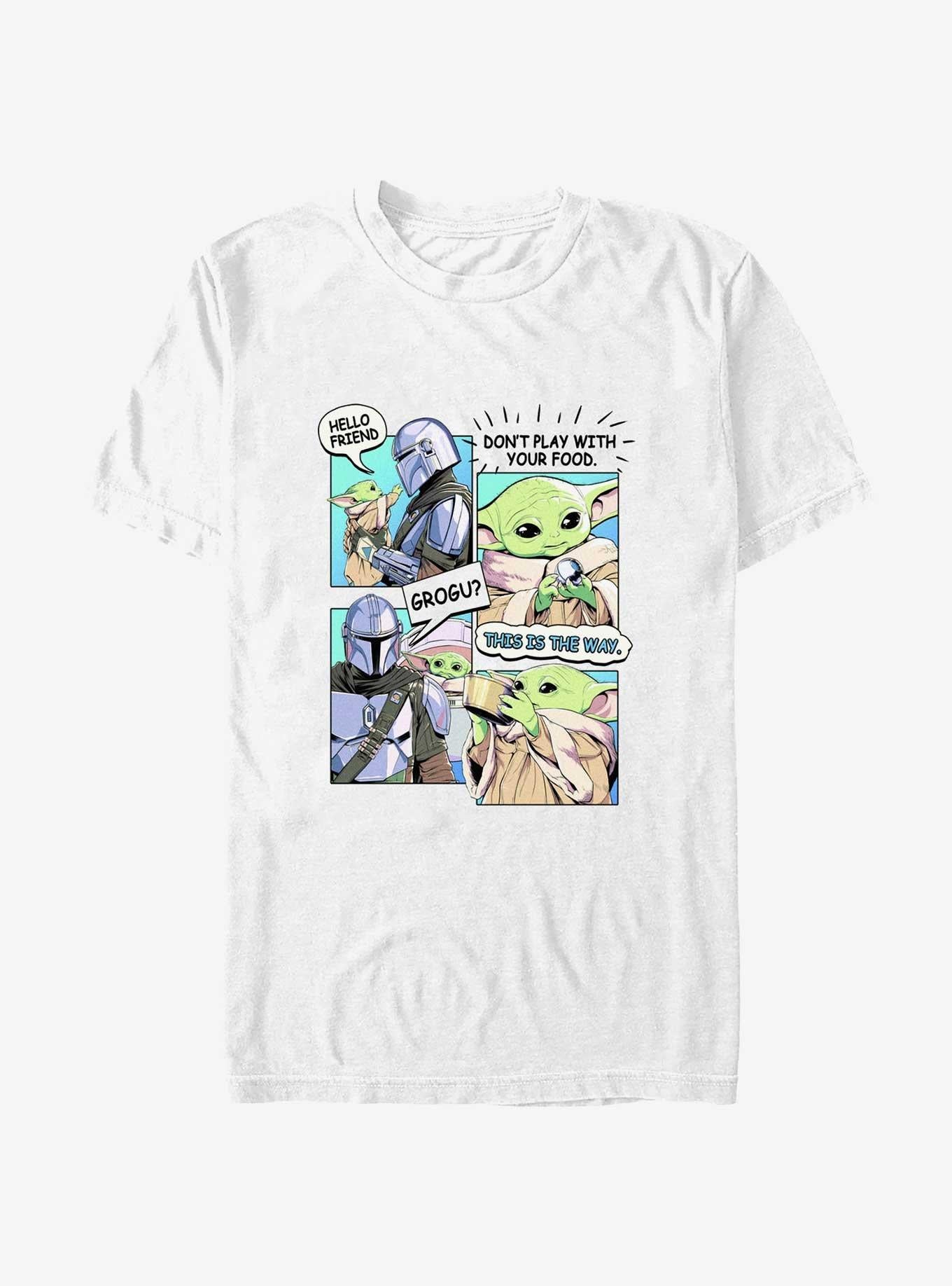 Star Wars The Mandalorian Play With Food Comic T-Shirt | Trending Graphic Tee For Fans