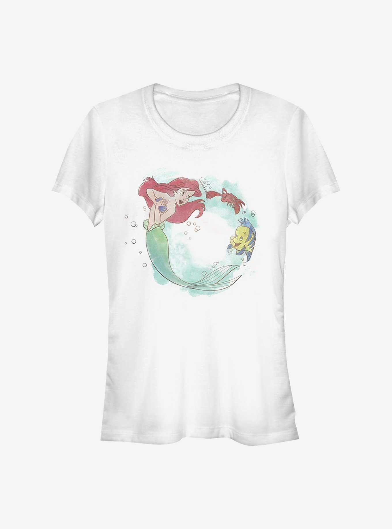 Disney The Little Mermaid Ariel, Flounder, and Sebastian Girls T-Shirt | Trending Graphic Tee For Fans
