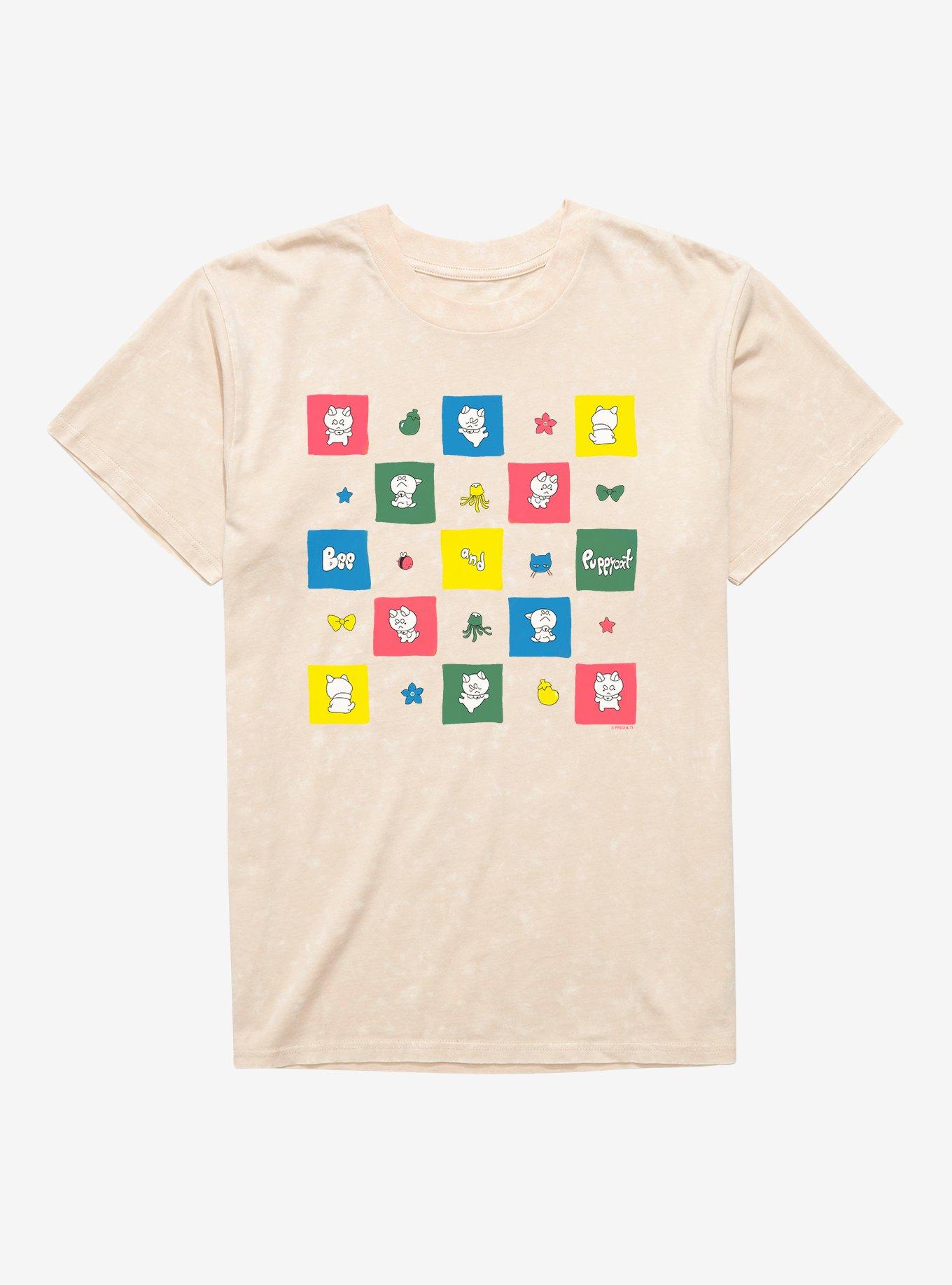 Bee And Puppycat Checkerboard Icons Mineral Wash T-Shirt | Trending Graphic Tee For Fans