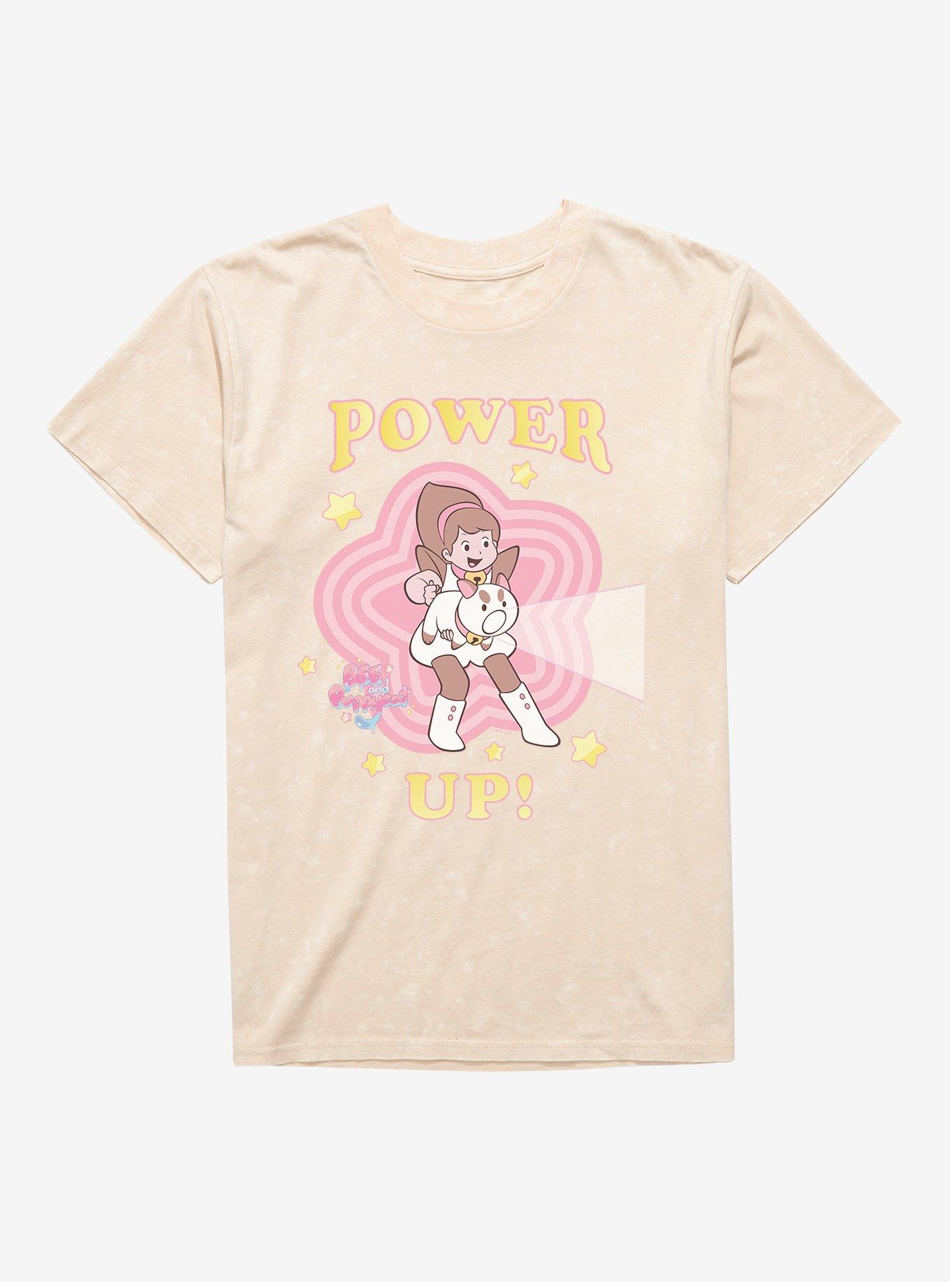 Bee And PuppyCat Power Up Mineral Wash T-Shirt | Trending Graphic Tee For Fans