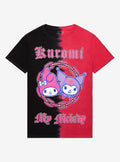 Kuromi My Melody Chains Split Wash Boyfriend Fit Girls T-Shirt | Trending Graphic Tee For Fans