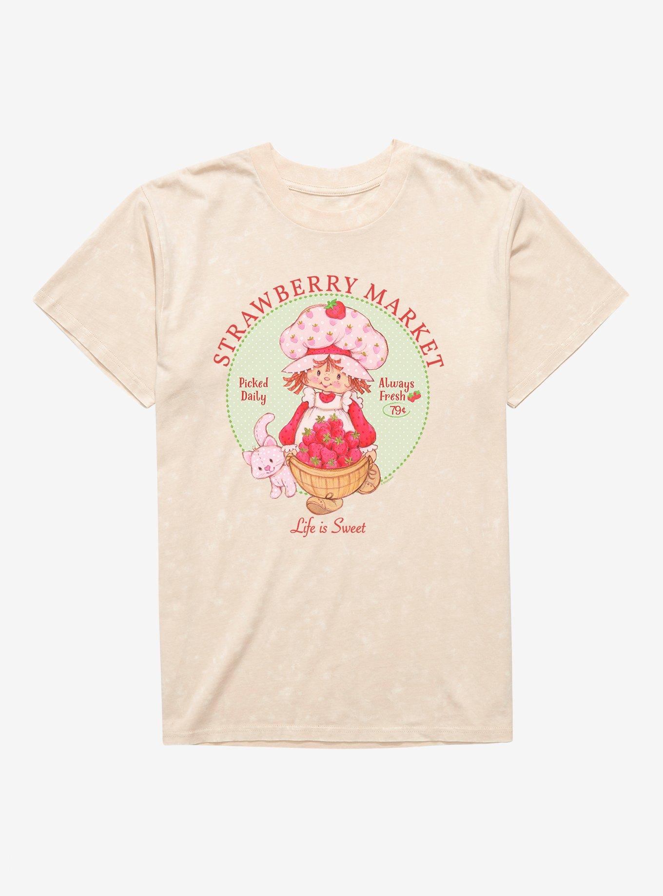 Strawberry Shortcake & Custard Strawberry Market Mineral Wash T-Shirt | Trending Graphic Tee For Fans