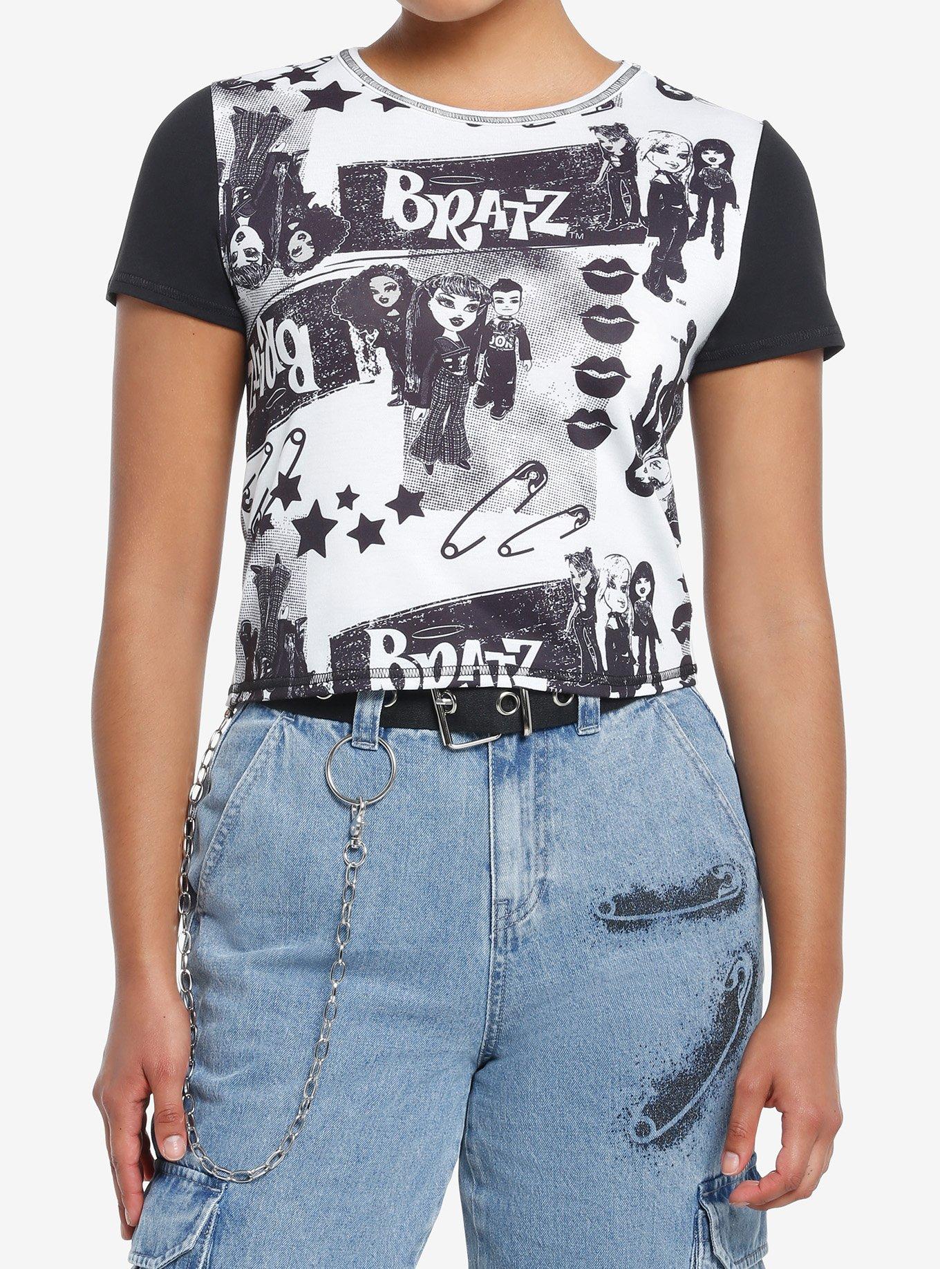 Bratz Pretty 'N' Punk Newsprint Girls Baby T-Shirt | Trending Graphic Tee For Fans