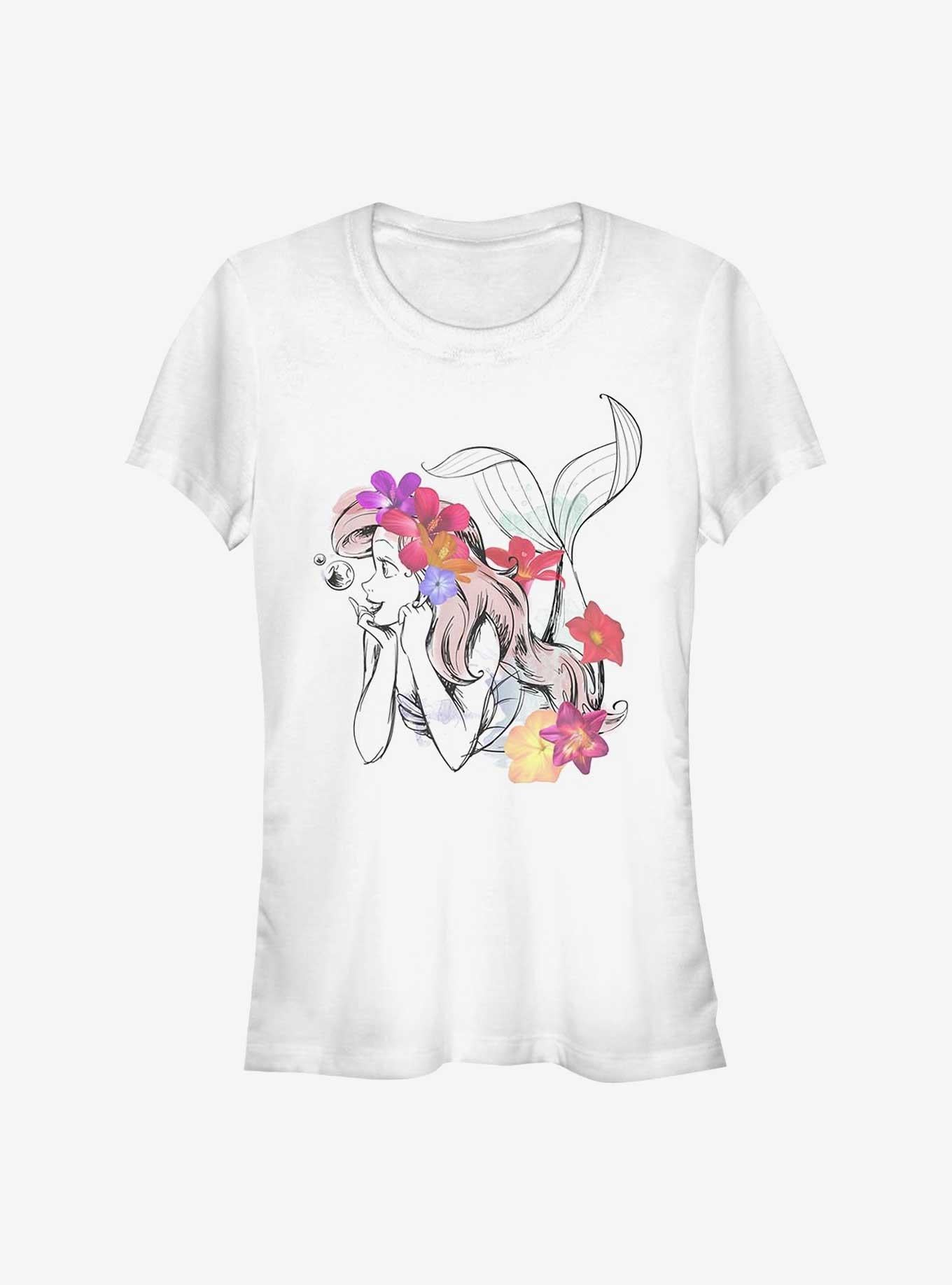 Disney The Little Mermaid Ariel Real Flowers Girls T-Shirt | Trending Graphic Tee For Fans
