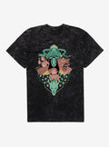Studio Ghibli Spirited Away Chihiro And No Face Group Crest Mineral Wash T-Shirt | Trending Graphic Tee For Fans