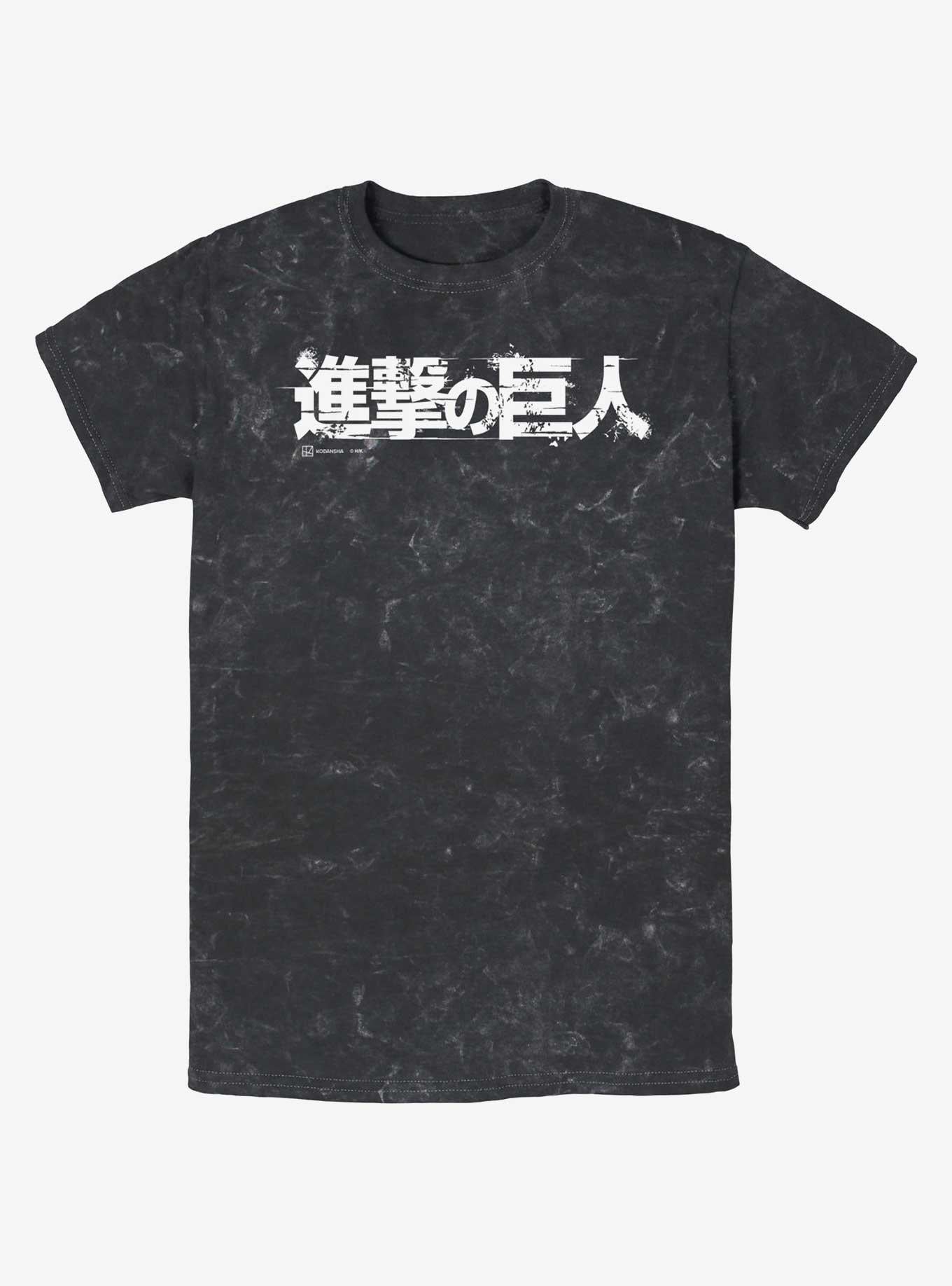 Attack On Titan Japanese Logo Mineral Wash T-Shirt | Trending Graphic Tee For Fans