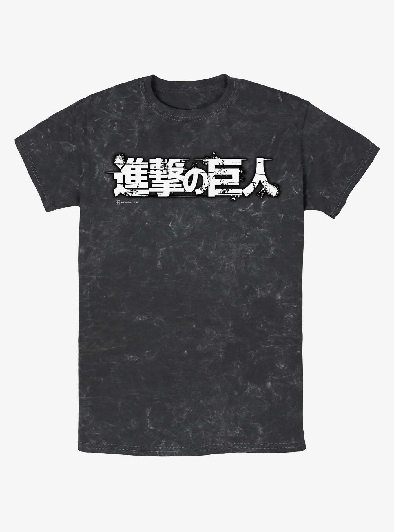Attack On Titan Japanese Manga Logo Mineral Wash T-Shirt | Trending Graphic Tee For Fans