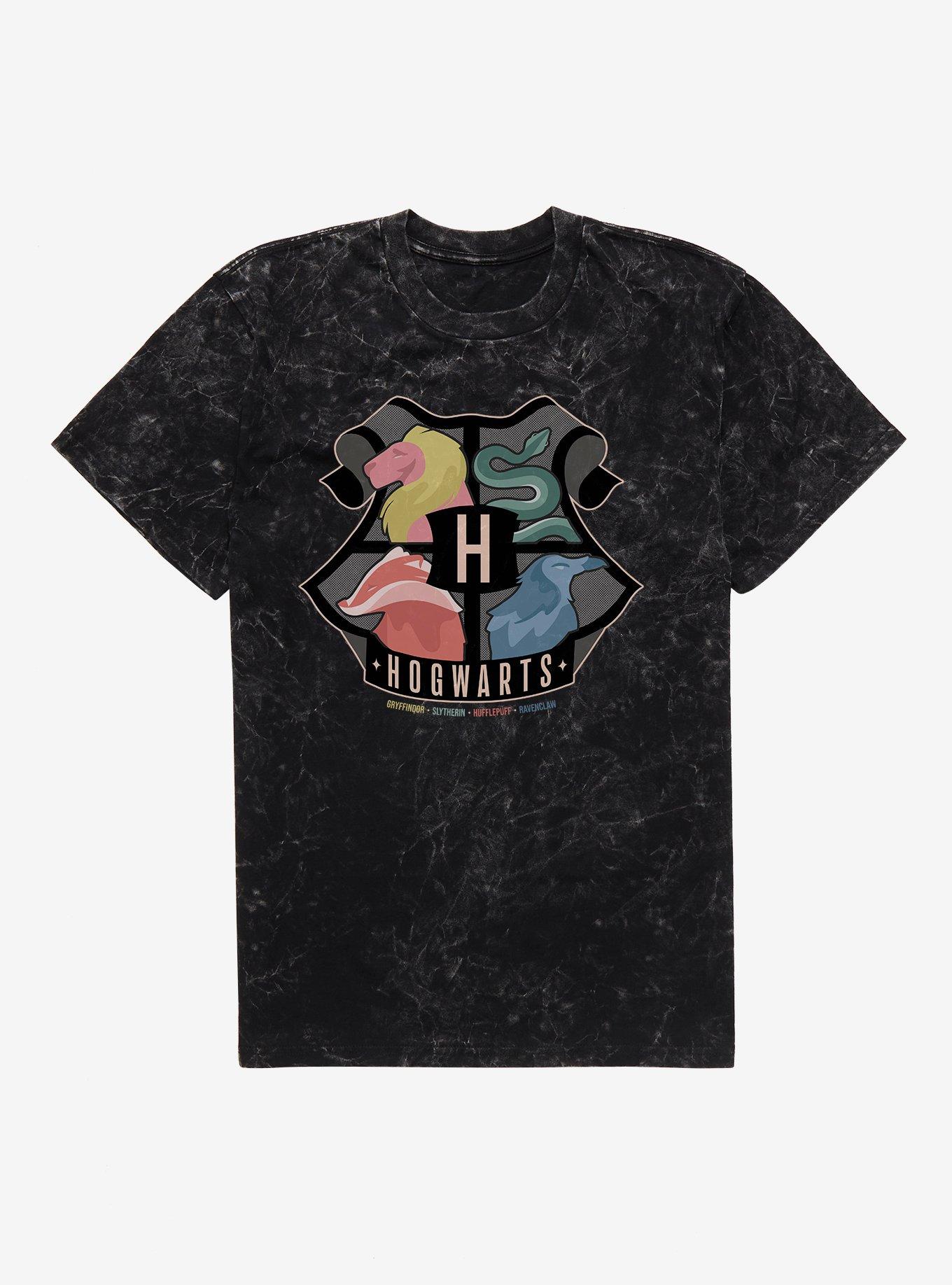 Harry Potter Team Spirit Hogwarts Shield Mineral Wash T-Shirt | Trending Graphic Tee For Fans
