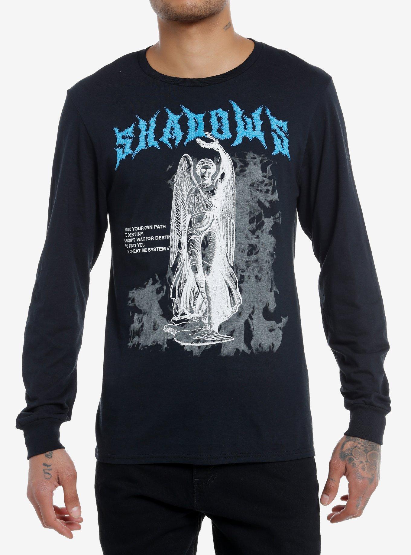 Social Collision Shadows Angel Statue Long-Sleeve T-Shirt | Trending Graphic Tee For Fans