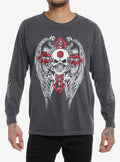 Winged Skull Cross Long-Sleeve T-Shirt | Trending Graphic Tee For Fans