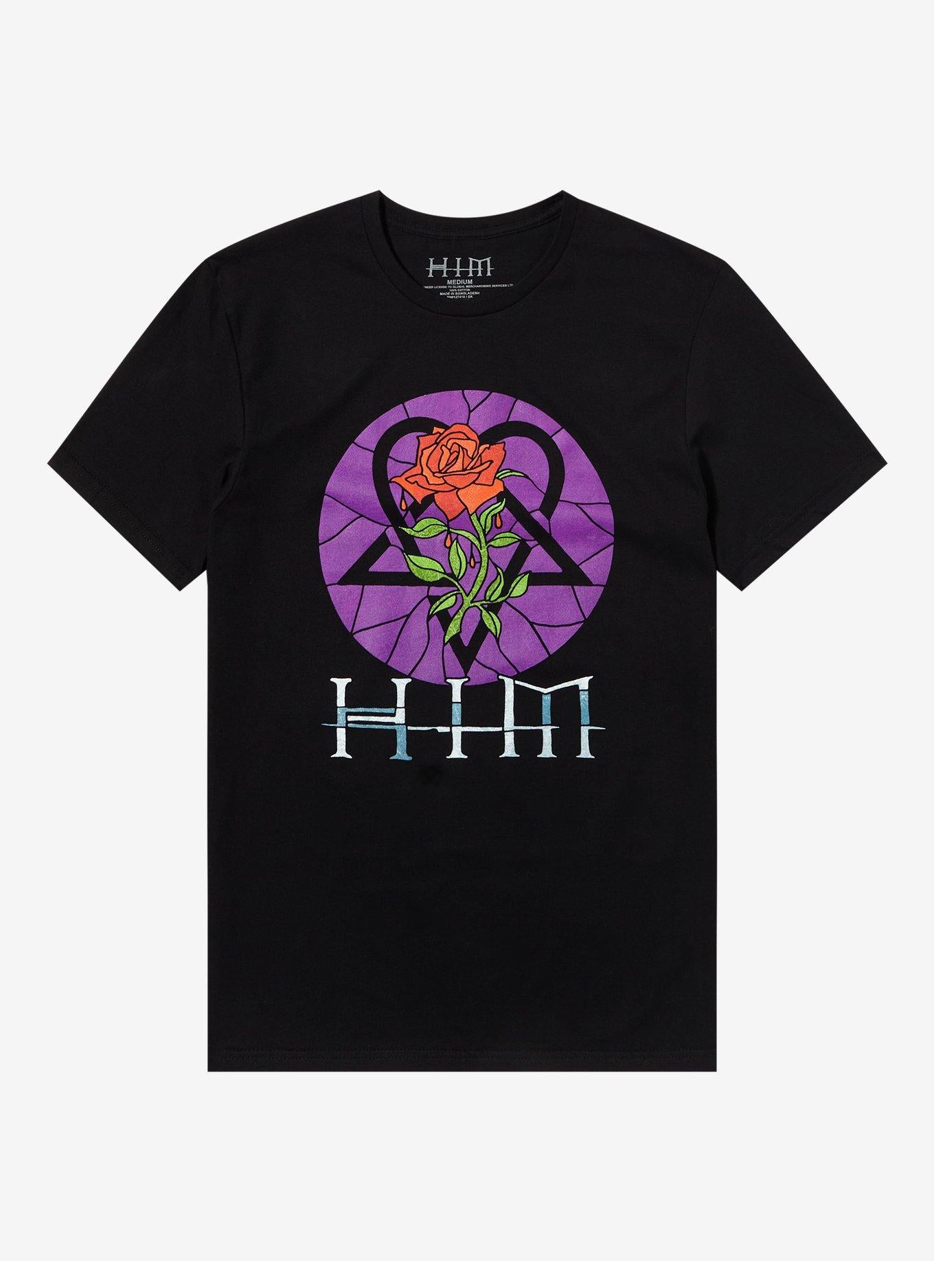 HIM Stained Glass Heartagram Boyfriend Fit Girls T-Shirt | Trending Graphic Tee For Fans