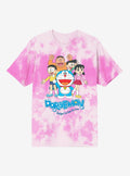 Doraemon Group Pink Tie-Dye T-Shirt | Trending Graphic Tee For Fans