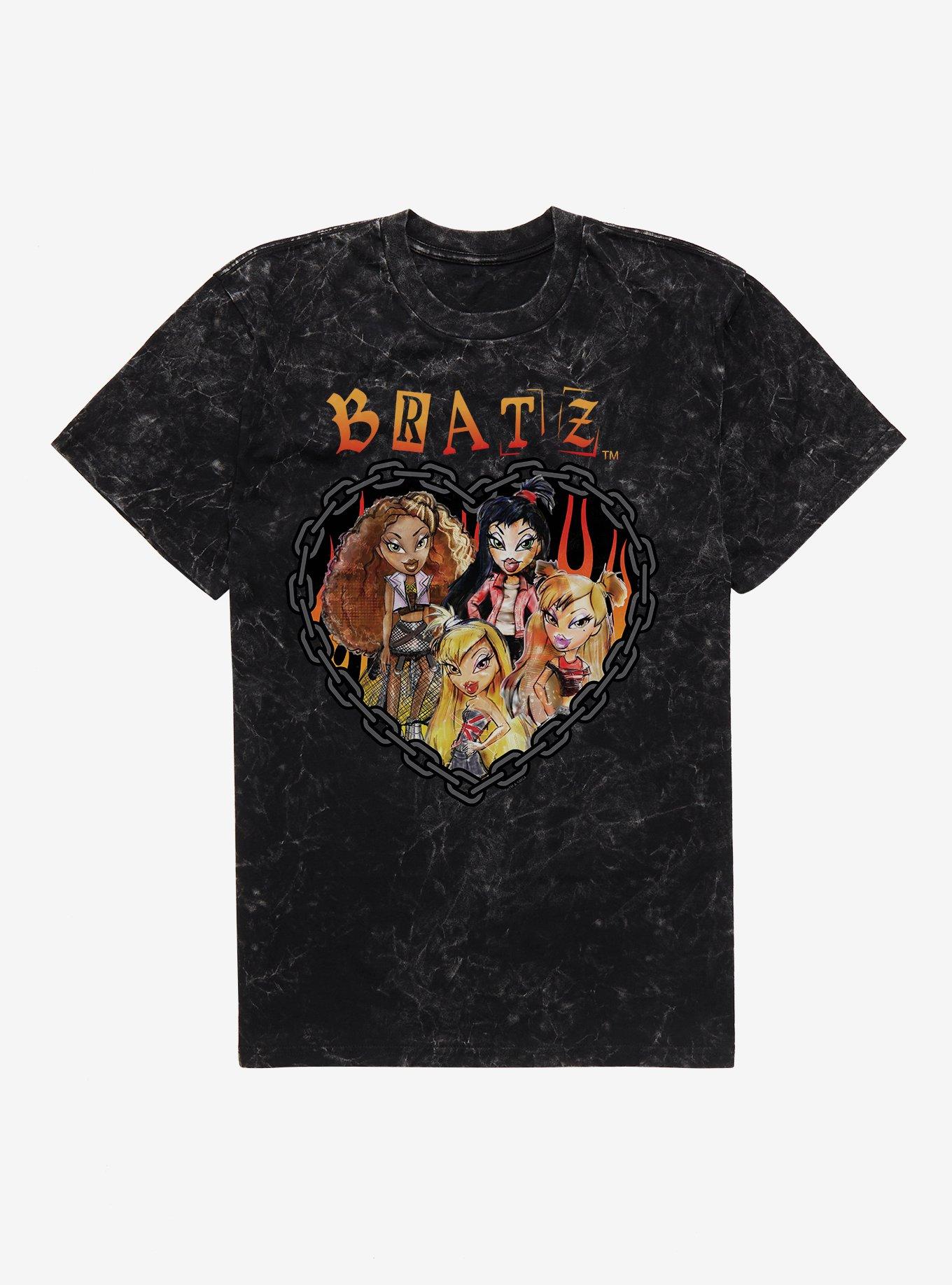 Bratz Flame Chain Heart Mineral Wash T-Shirt | Trending Graphic Tee For Fans