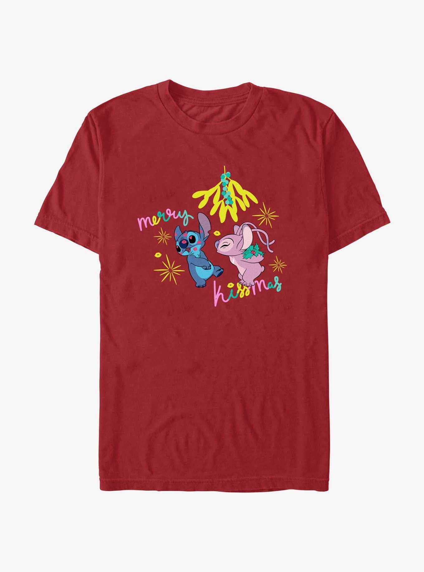 Disney Lilo & Stitch Merry Kissmas Mistletoe T-Shirt | Trending Graphic Tee For Fans