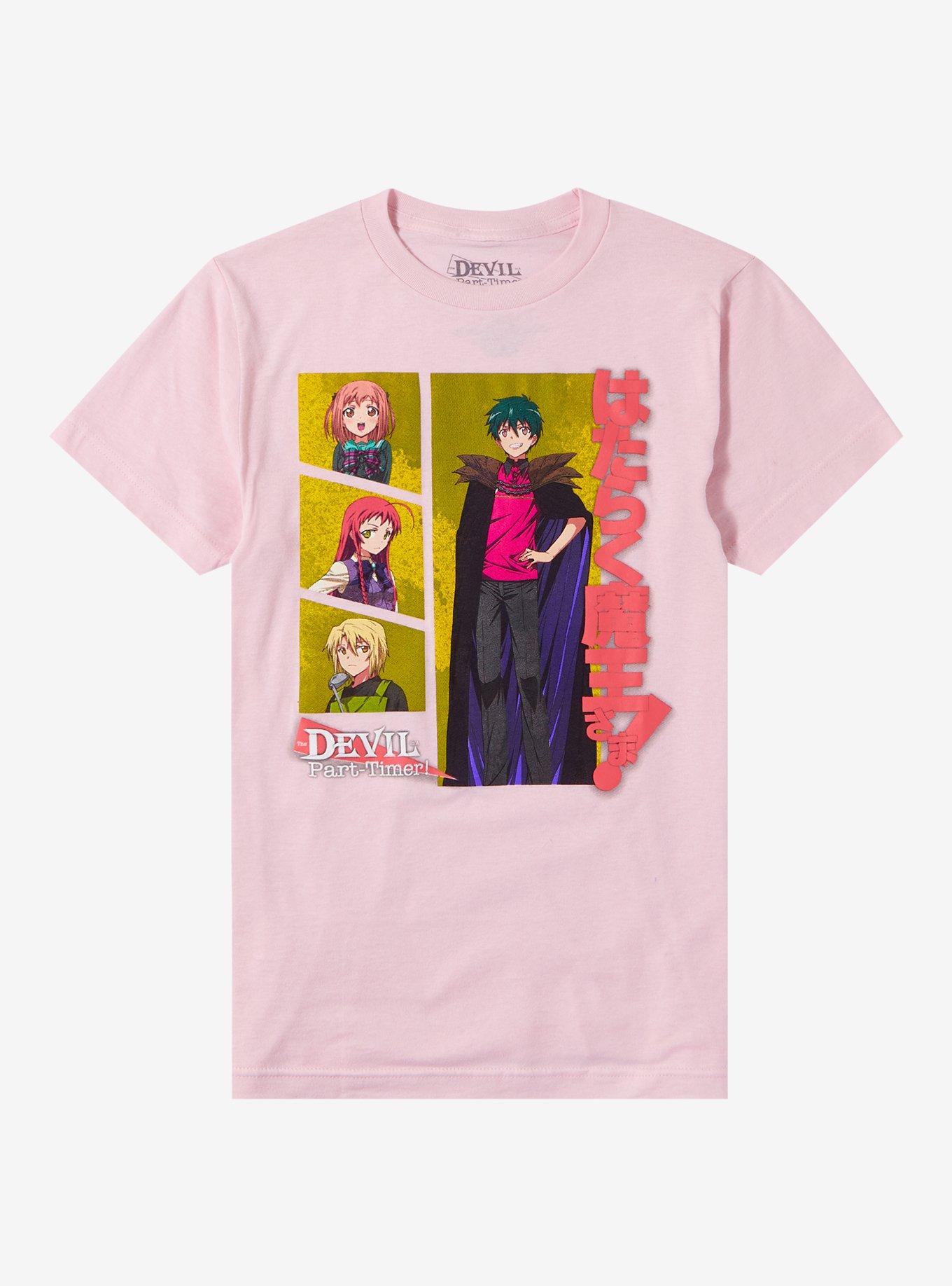 The Devil Is A Part-Timer Character Grid Boyfriend Fit Girls T-Shirt | Trending Graphic Tee For Fans