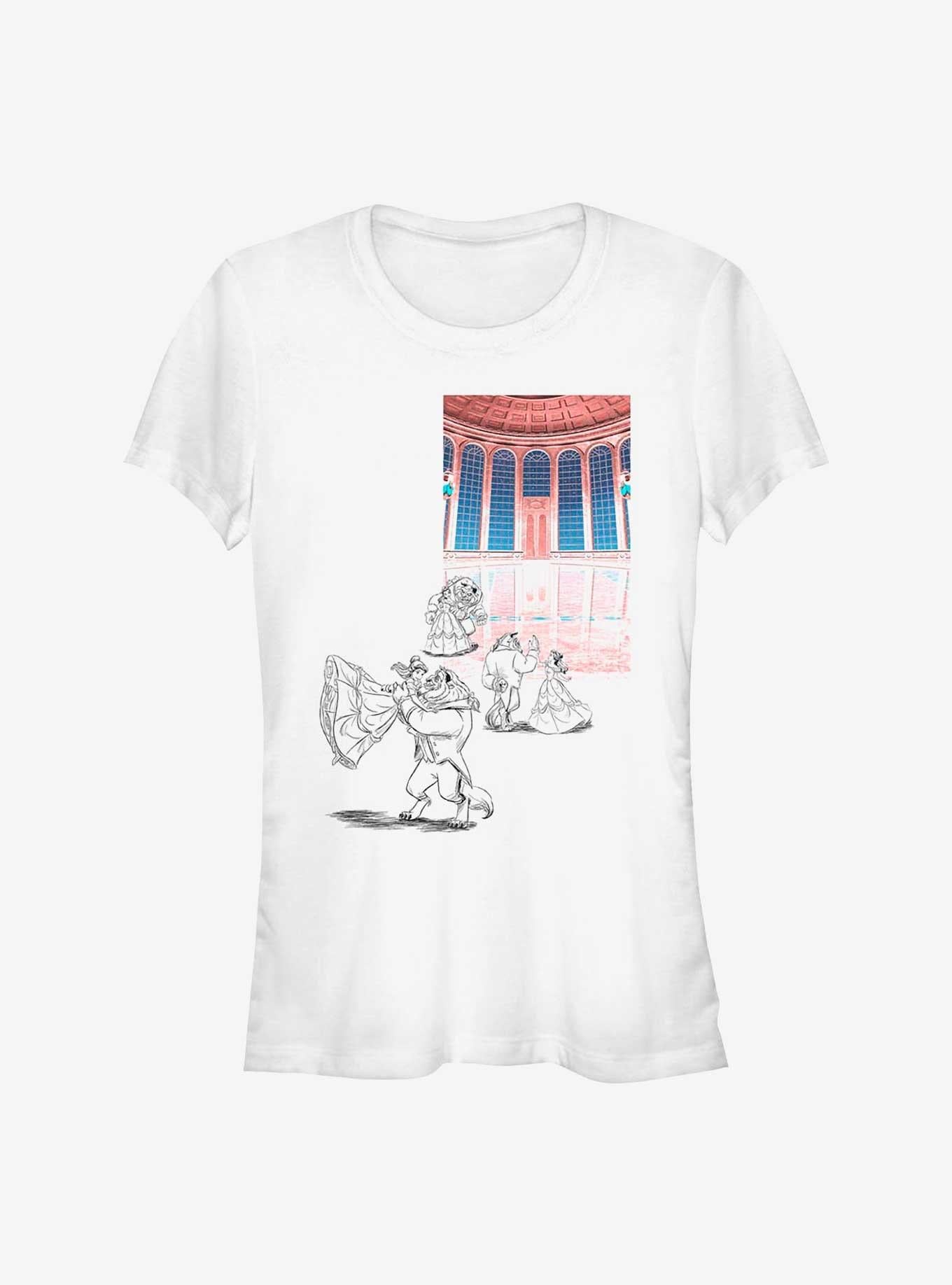 Disney Beauty and the Beast Ballroom Dance Sketch Girls T-Shirt | Trending Graphic Tee For Fans