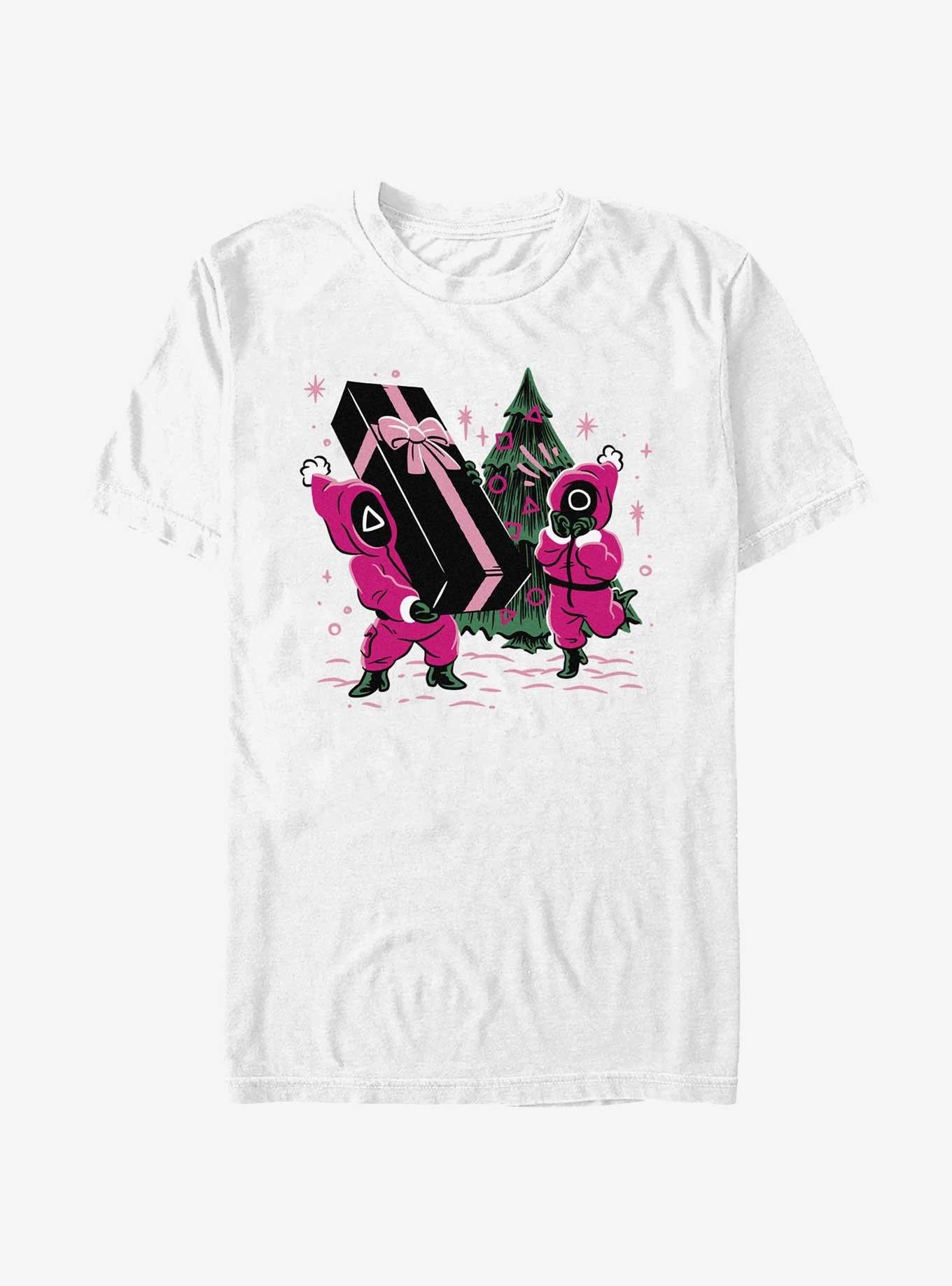 Squid Game Holiday Presents Pink Soldiers T-Shirt | Trending Graphic Tee For Fans