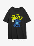 Disney Lilo & Stitch Aloha Stitch Girls Oversized T-Shirt | Trending Graphic Tee For Fans