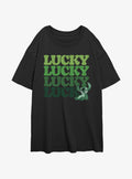 Disney Lilo & Stitch Lucky Stitch Girls Oversized T-Shirt | Trending Graphic Tee For Fans