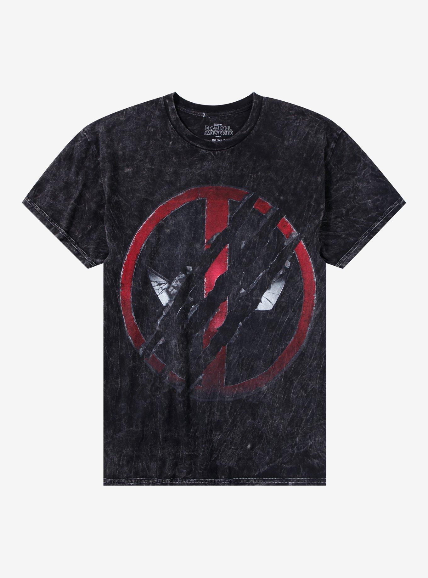 Marvel Deadpool & Wolverine Scratch Logo Wash T-Shirt | Trending Graphic Tee For Fans