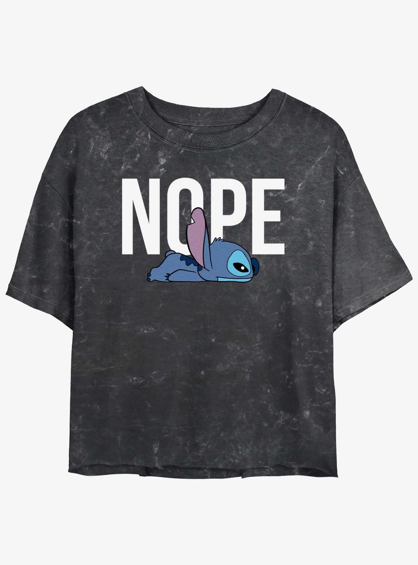 Disney Lilo & Stitch Nope Stitch Girls Mineral Wash Crop T-Shirt | Trending Graphic Tee For Fans