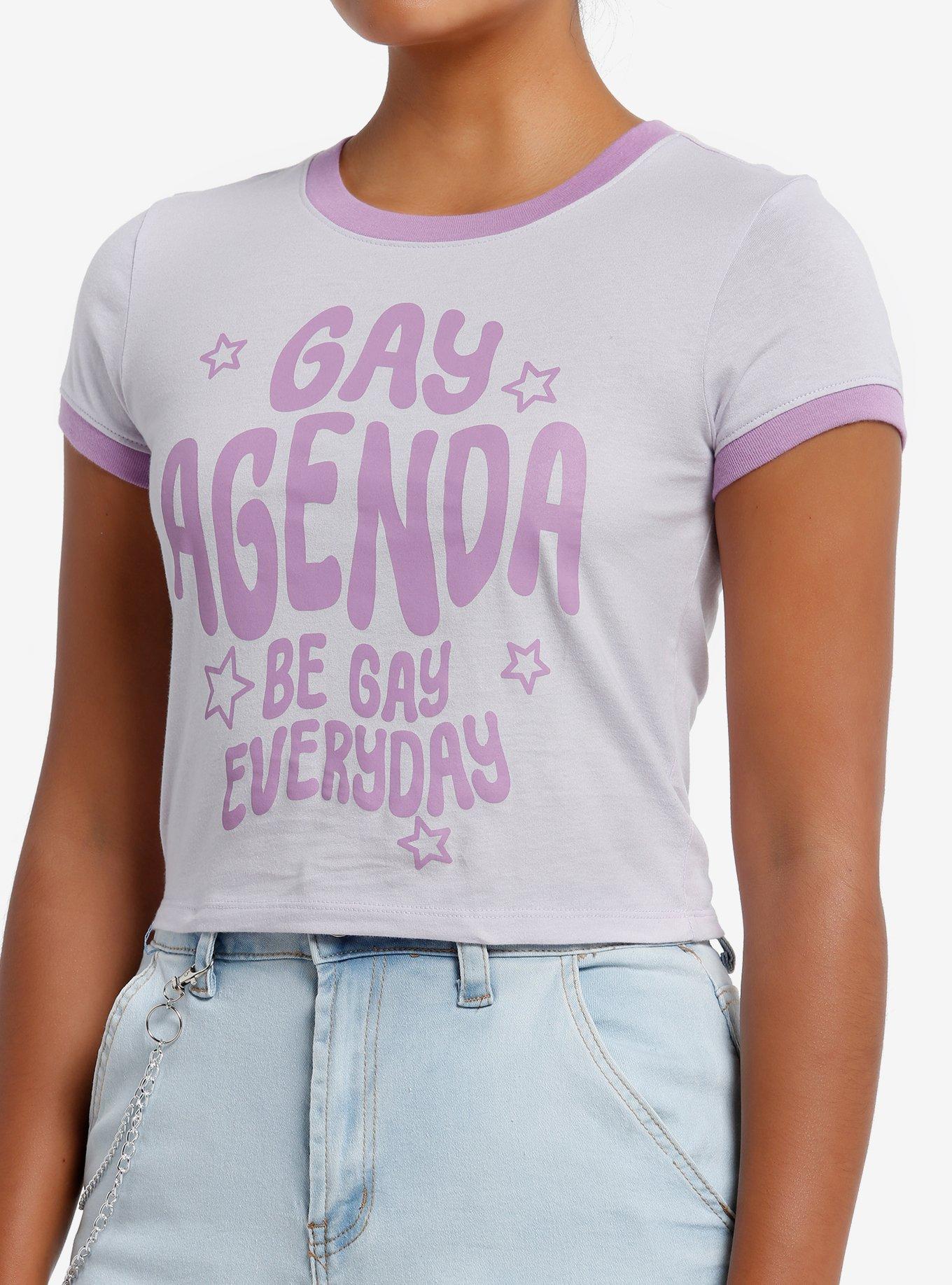 Gay Agenda Purple Ringer Baby T-Shirt | Trending Graphic Tee For Fans