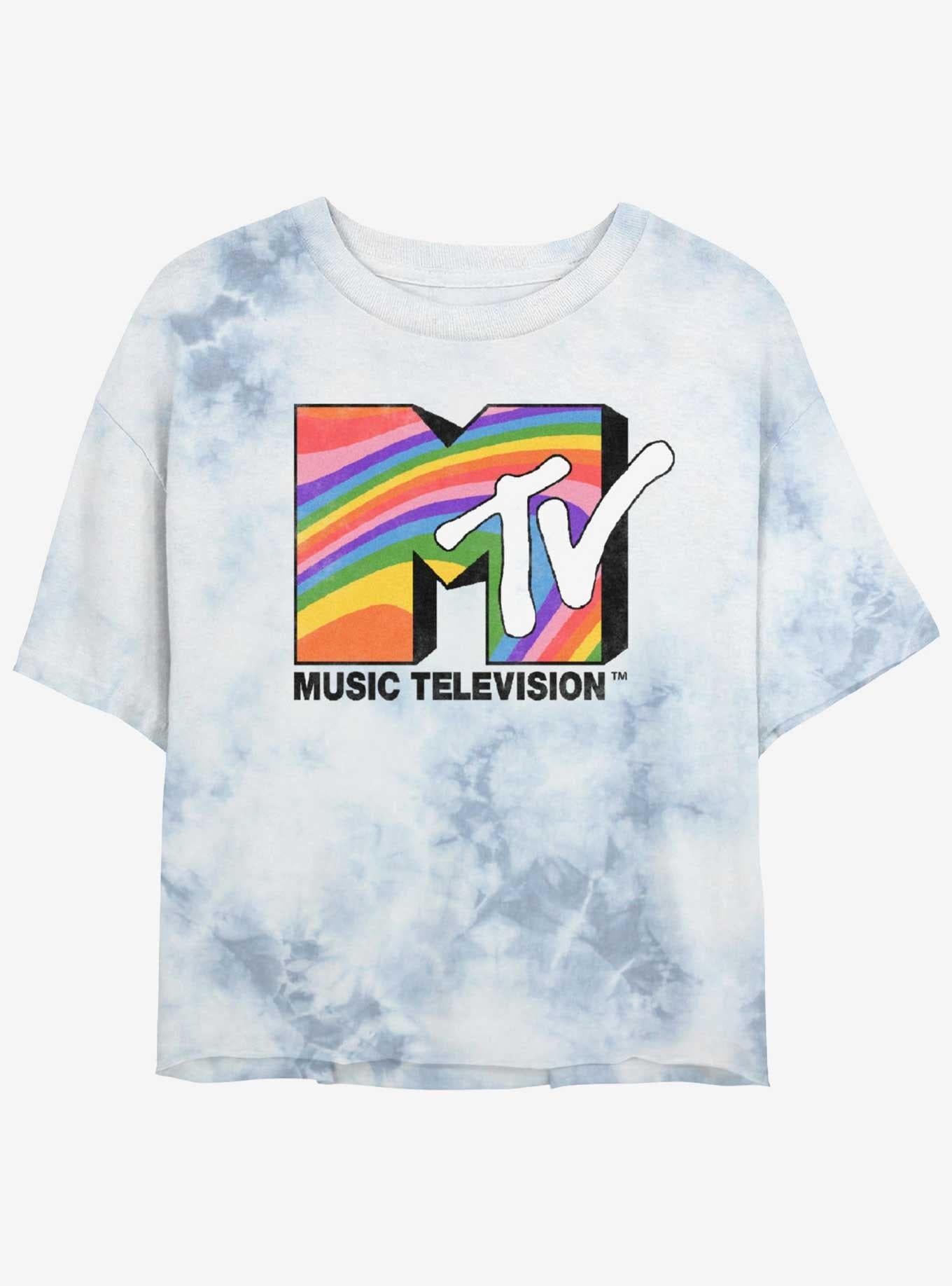 MTV Groovy Rainbow Tie-Dye Crop T-Shirt | Trending Graphic Tee For Fans